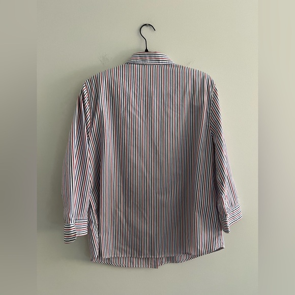 Alfred Dunner Red White Blue Striped Button Up Shirt Women’s Size 12 Patriotic - Picture 4 of 5